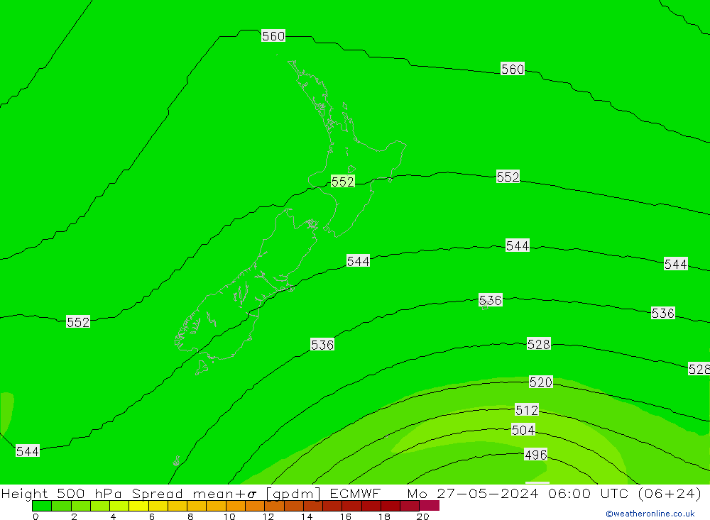 Hoogte 500 hPa Spread ECMWF ma 27.05.2024 06 UTC