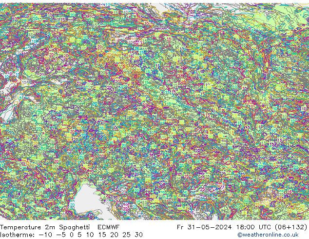 mapa temperatury 2m Spaghetti ECMWF pt. 31.05.2024 18 UTC