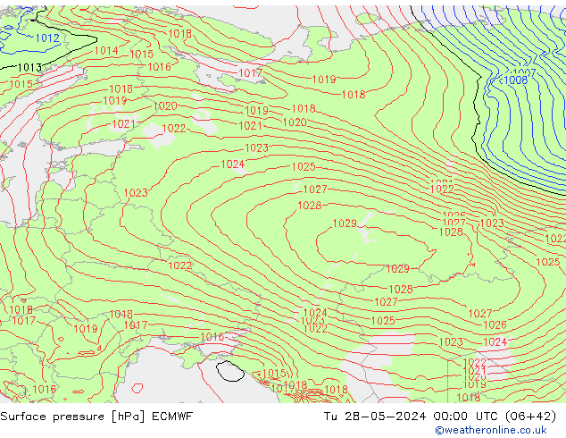 Surface pressure ECMWF Tu 28.05.2024 00 UTC