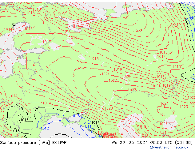 Surface pressure ECMWF We 29.05.2024 00 UTC