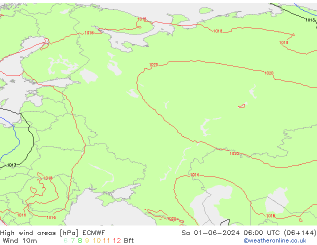 High wind areas ECMWF Sa 01.06.2024 06 UTC