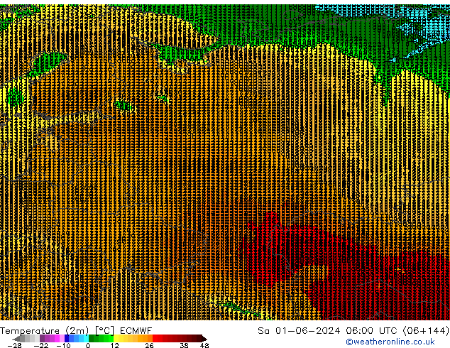 Temperature (2m) ECMWF So 01.06.2024 06 UTC