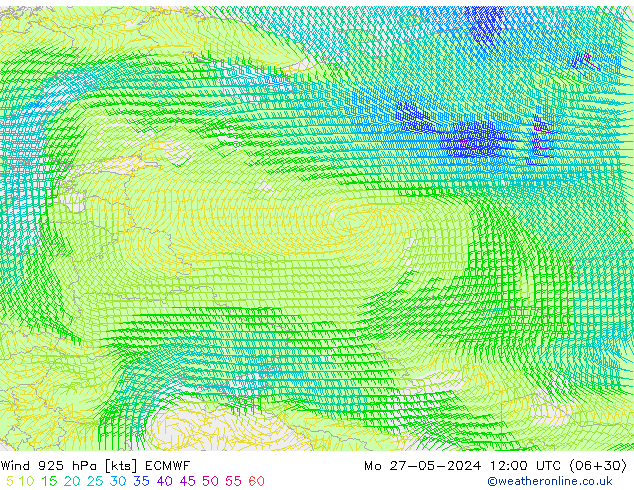 Wind 925 hPa ECMWF Mo 27.05.2024 12 UTC