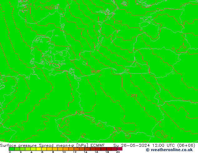 pressão do solo Spread ECMWF Dom 26.05.2024 12 UTC