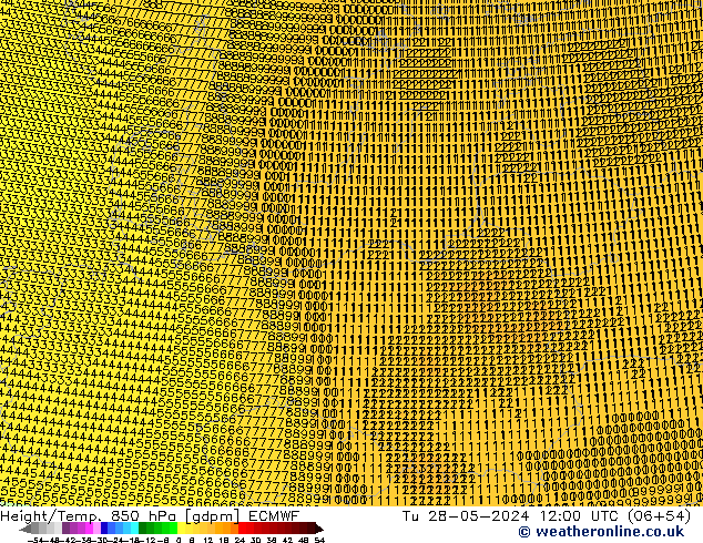 Height/Temp. 850 hPa ECMWF Tu 28.05.2024 12 UTC