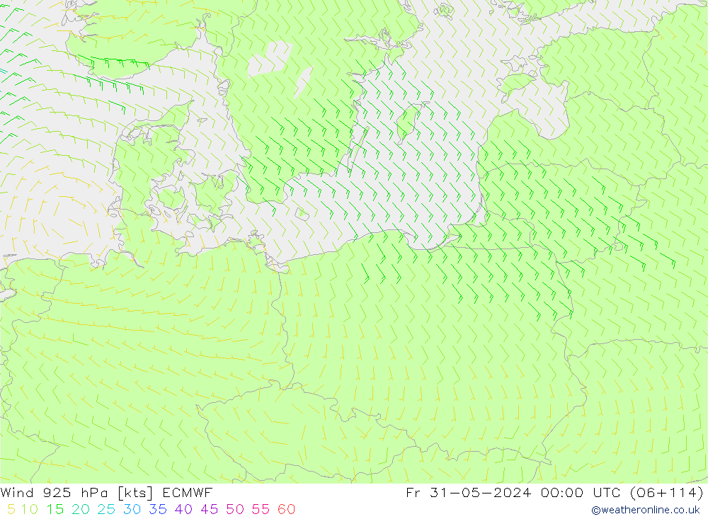 Wind 925 hPa ECMWF Fr 31.05.2024 00 UTC