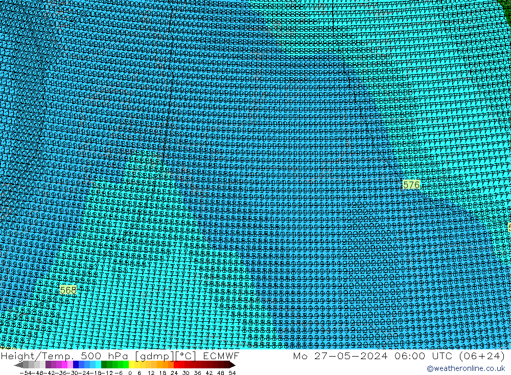 Height/Temp. 500 hPa ECMWF Seg 27.05.2024 06 UTC