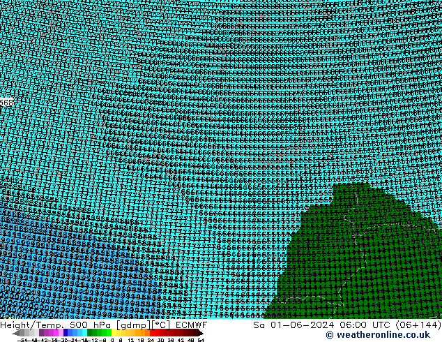 Height/Temp. 500 hPa ECMWF so. 01.06.2024 06 UTC