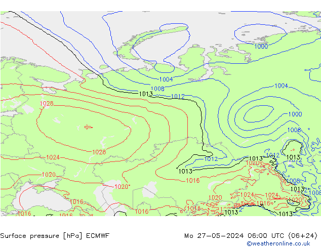 Luchtdruk (Grond) ECMWF ma 27.05.2024 06 UTC