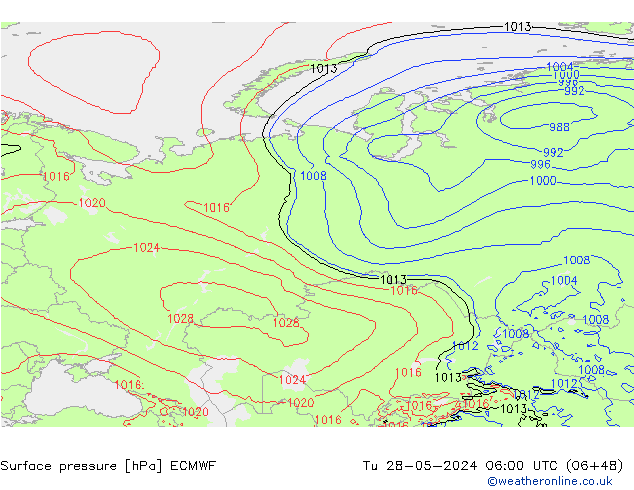 Surface pressure ECMWF Tu 28.05.2024 06 UTC