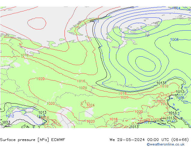 Surface pressure ECMWF We 29.05.2024 00 UTC