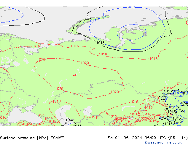 Surface pressure ECMWF Sa 01.06.2024 06 UTC