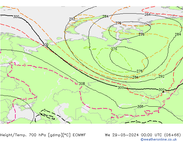 Height/Temp. 700 hPa ECMWF We 29.05.2024 00 UTC