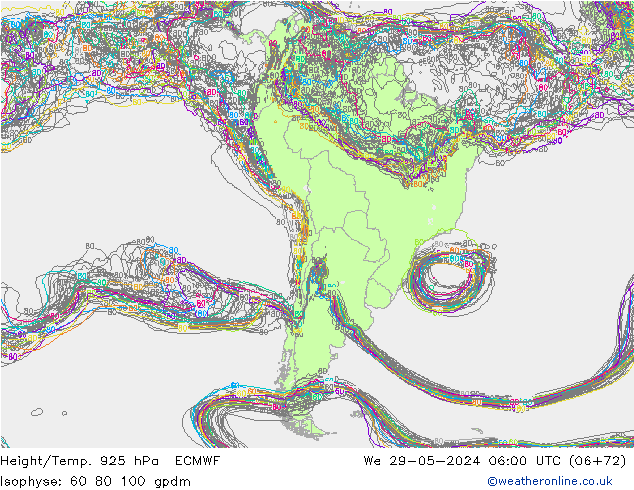 Géop./Temp. 925 hPa ECMWF mer 29.05.2024 06 UTC