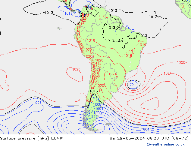 pression de l'air ECMWF mer 29.05.2024 06 UTC