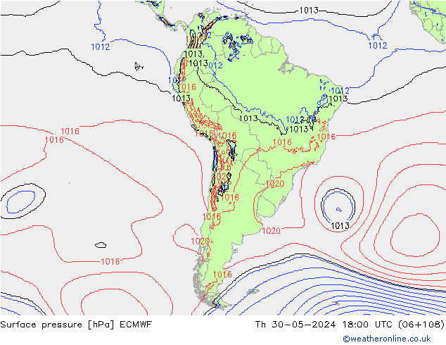 Surface pressure ECMWF Th 30.05.2024 18 UTC