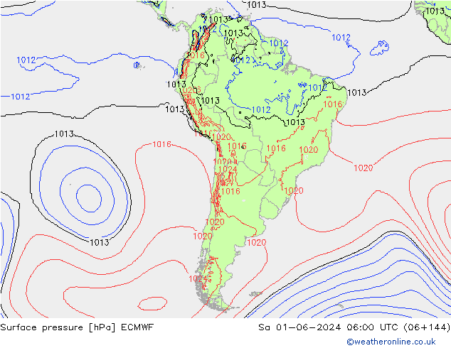 приземное давление ECMWF сб 01.06.2024 06 UTC