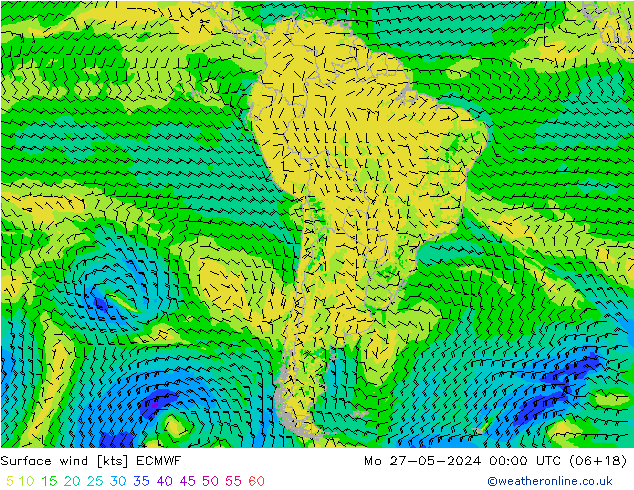 Rüzgar 10 m ECMWF Pzt 27.05.2024 00 UTC