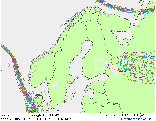 приземное давление Spaghetti ECMWF Вс 26.05.2024 18 UTC