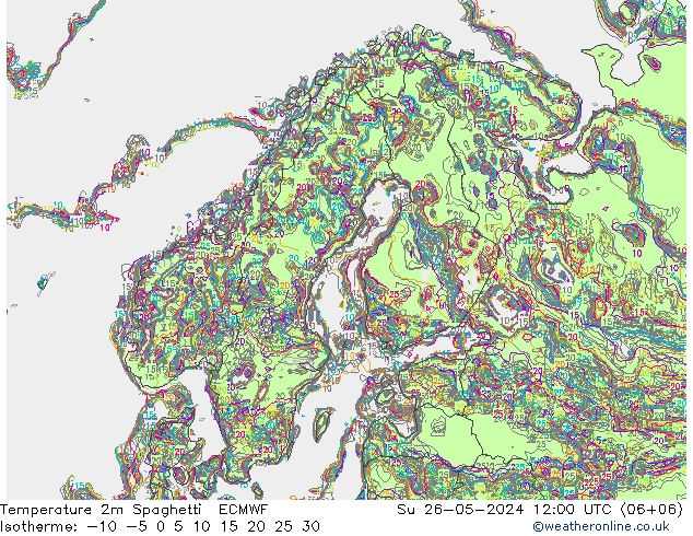 Temperaturkarte Spaghetti ECMWF So 26.05.2024 12 UTC