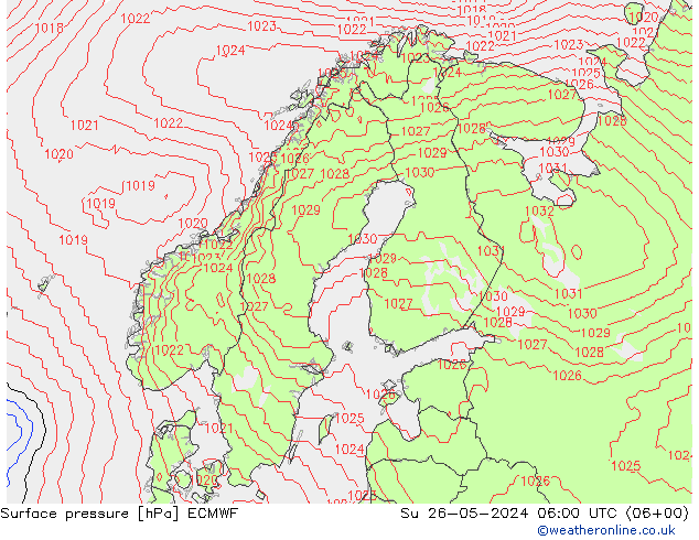 pression de l'air ECMWF dim 26.05.2024 06 UTC