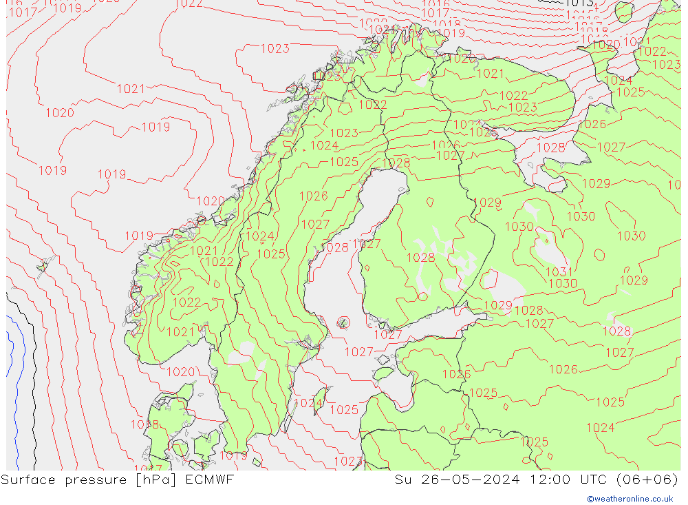 Luchtdruk (Grond) ECMWF zo 26.05.2024 12 UTC