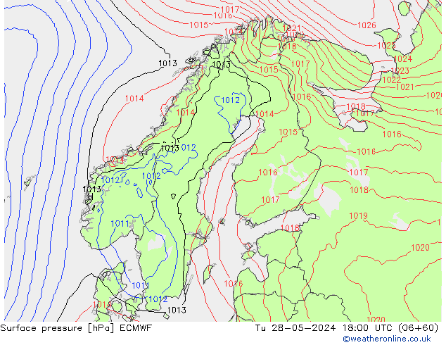 pressão do solo ECMWF Ter 28.05.2024 18 UTC