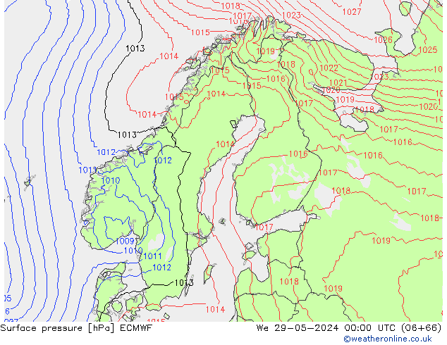 Pressione al suolo ECMWF mer 29.05.2024 00 UTC