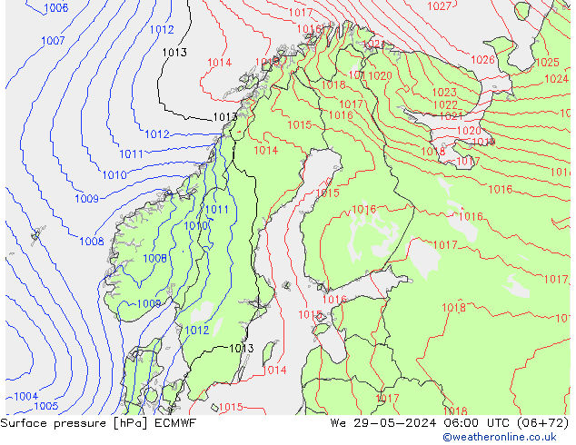 Surface pressure ECMWF We 29.05.2024 06 UTC