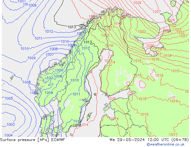 Bodendruck ECMWF Mi 29.05.2024 12 UTC