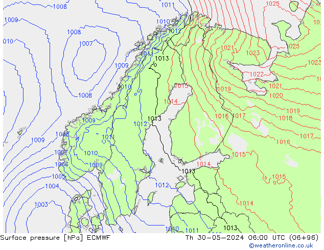 ciśnienie ECMWF czw. 30.05.2024 06 UTC