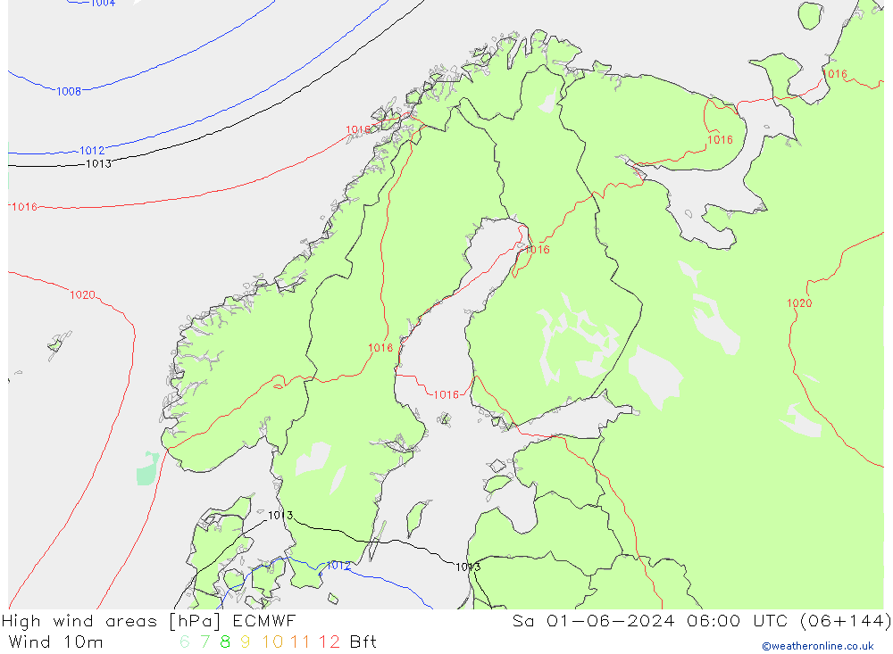 High wind areas ECMWF So 01.06.2024 06 UTC