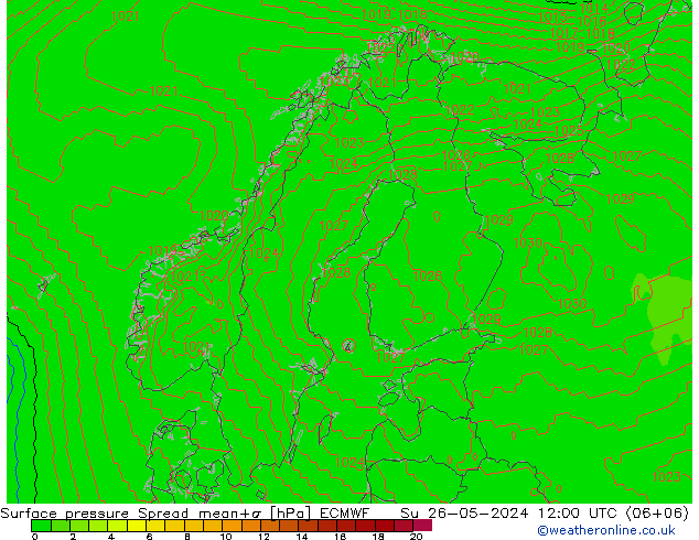 приземное давление Spread ECMWF Вс 26.05.2024 12 UTC