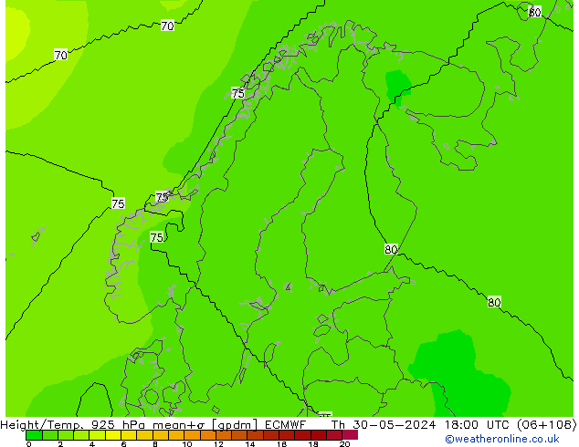 Yükseklik/Sıc. 925 hPa ECMWF Per 30.05.2024 18 UTC