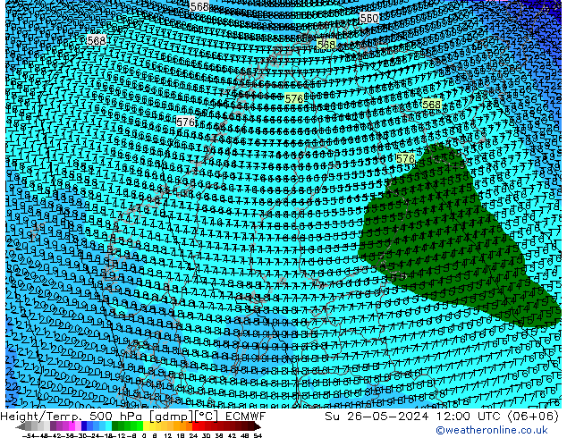 Height/Temp. 500 hPa ECMWF Su 26.05.2024 12 UTC