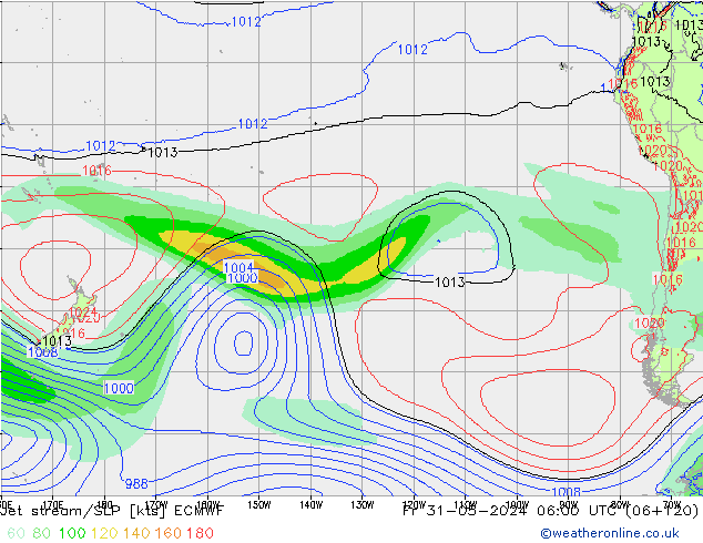 Jet Akımları/SLP ECMWF Cu 31.05.2024 06 UTC