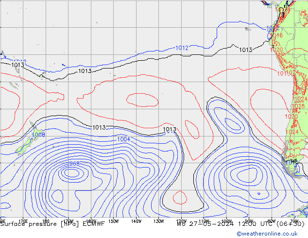 Surface pressure ECMWF Mo 27.05.2024 12 UTC