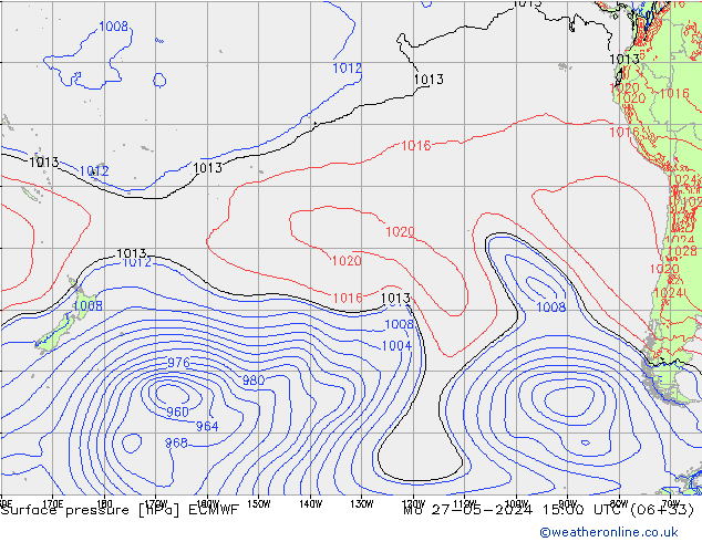 pressão do solo ECMWF Seg 27.05.2024 15 UTC