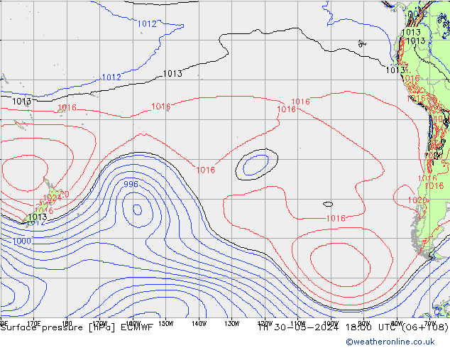 Surface pressure ECMWF Th 30.05.2024 18 UTC