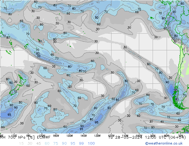 Humidité rel. 700 hPa ECMWF mar 28.05.2024 12 UTC