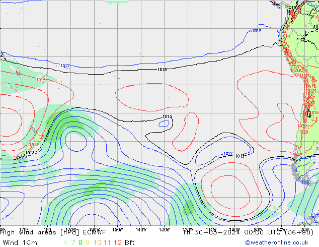 Izotacha ECMWF czw. 30.05.2024 00 UTC