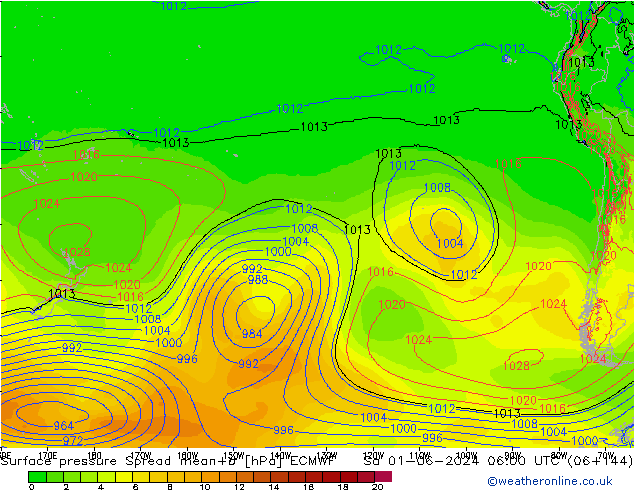 ciśnienie Spread ECMWF so. 01.06.2024 06 UTC