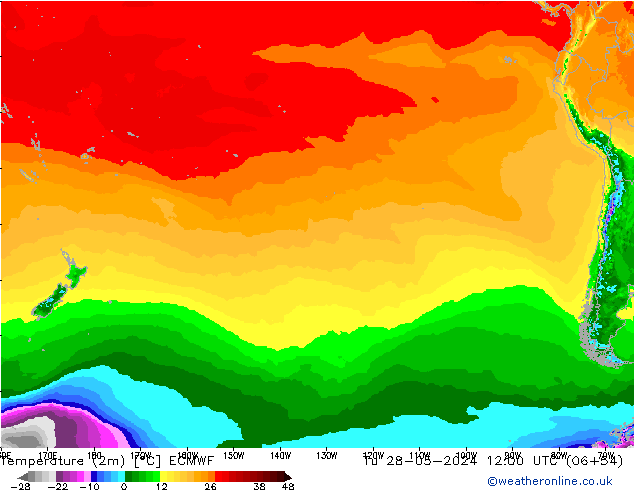 Temperatura (2m) ECMWF Ter 28.05.2024 12 UTC