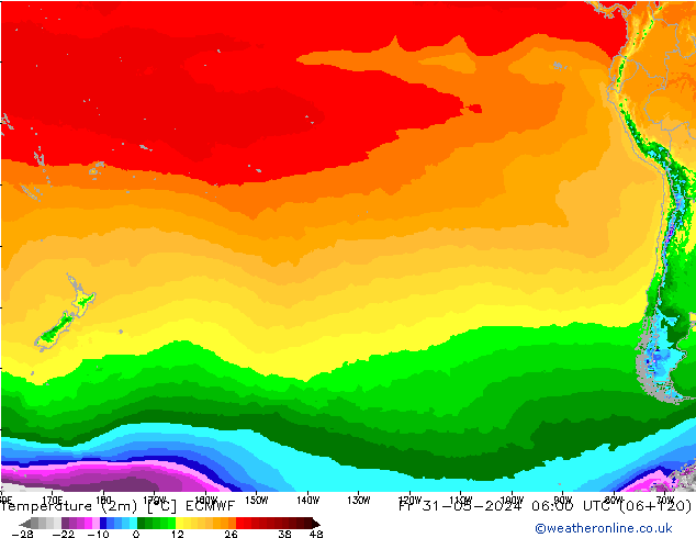 Sıcaklık Haritası (2m) ECMWF Cu 31.05.2024 06 UTC