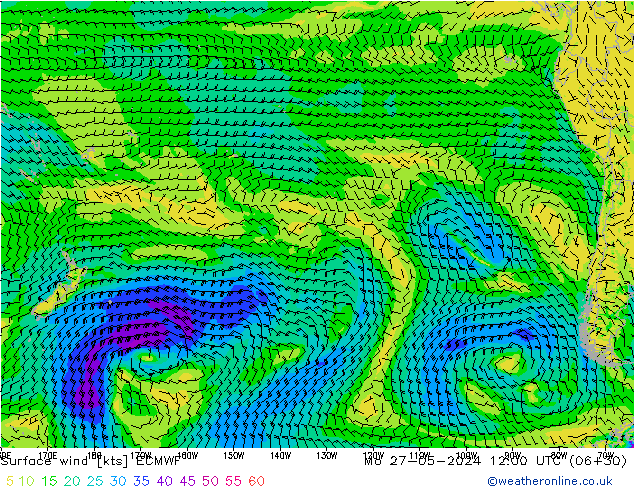 Viento 10 m ECMWF lun 27.05.2024 12 UTC