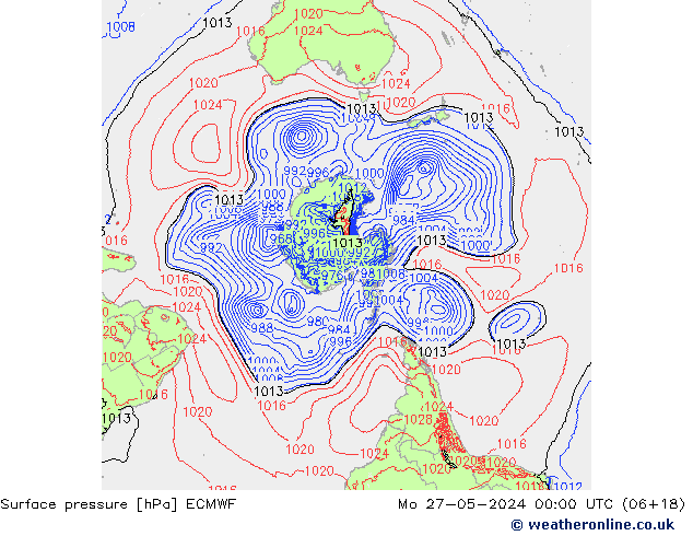 Surface pressure ECMWF Mo 27.05.2024 00 UTC