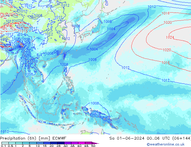 Precipitação (6h) ECMWF Sáb 01.06.2024 06 UTC