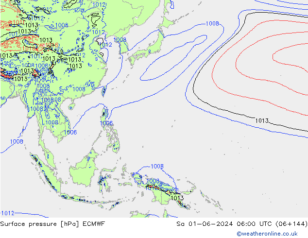 Atmosférický tlak ECMWF So 01.06.2024 06 UTC