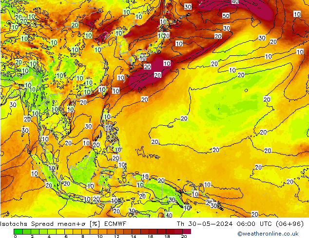 Isotachen Spread ECMWF do 30.05.2024 06 UTC