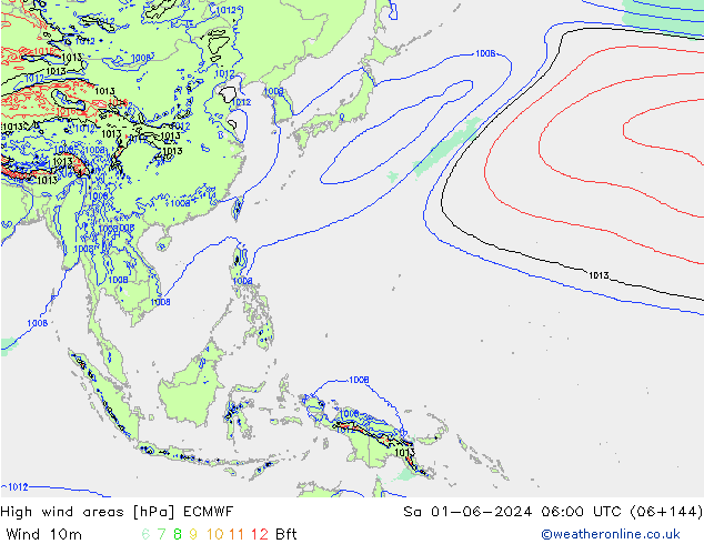 Izotacha ECMWF so. 01.06.2024 06 UTC